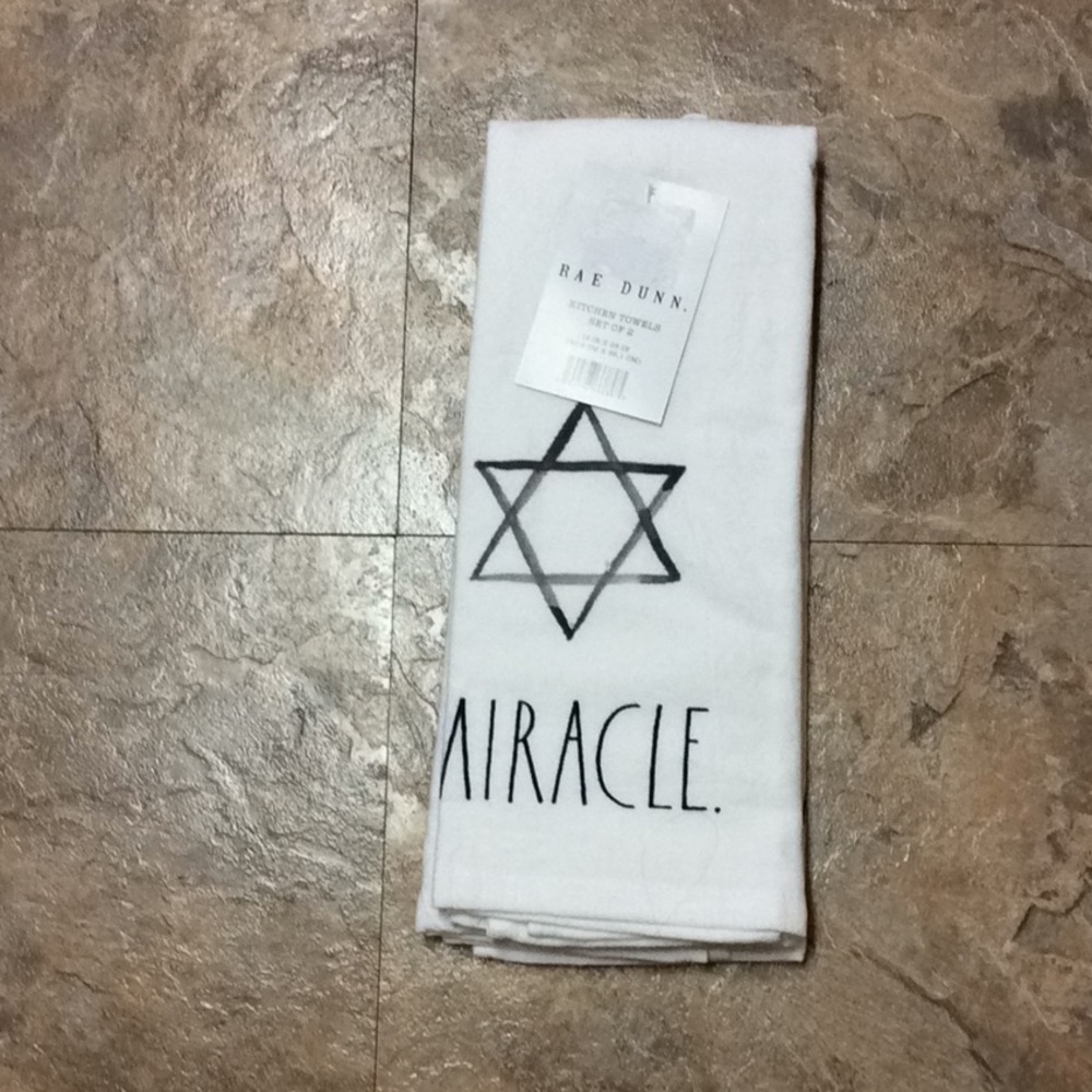 Rae Dunn "miracle" star of David towel set